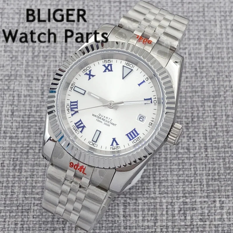 BLIGER 36 مللي متر 39 مللي متر للرجال موضة روندا 515 كوارتز ساعة اليد الصلب الغوص ساعة للرجال الياقوت مضيئة الرومانية الهاتفي Reloj Hombre