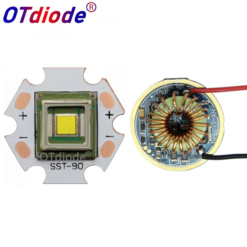 1 SZTUK Oryginalny emiter lampy LED SBT-90 30W 2500LM Biały 6500K Zielony 620nm Moduł PCB 20mm Miedź + SBT-90 LED 32mm Płyta sterownicza