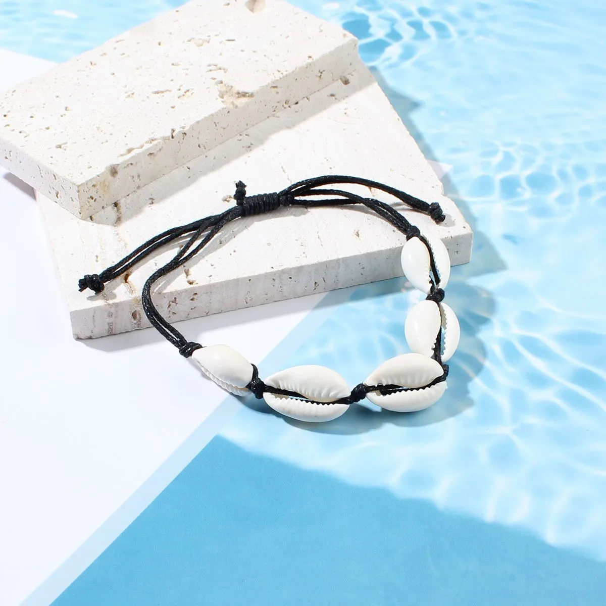 Shell Necklace Bracelet Woven Rope Ocean Beach Vacation Women Jewelry Collection Lightweight Daily Party Travel Gift