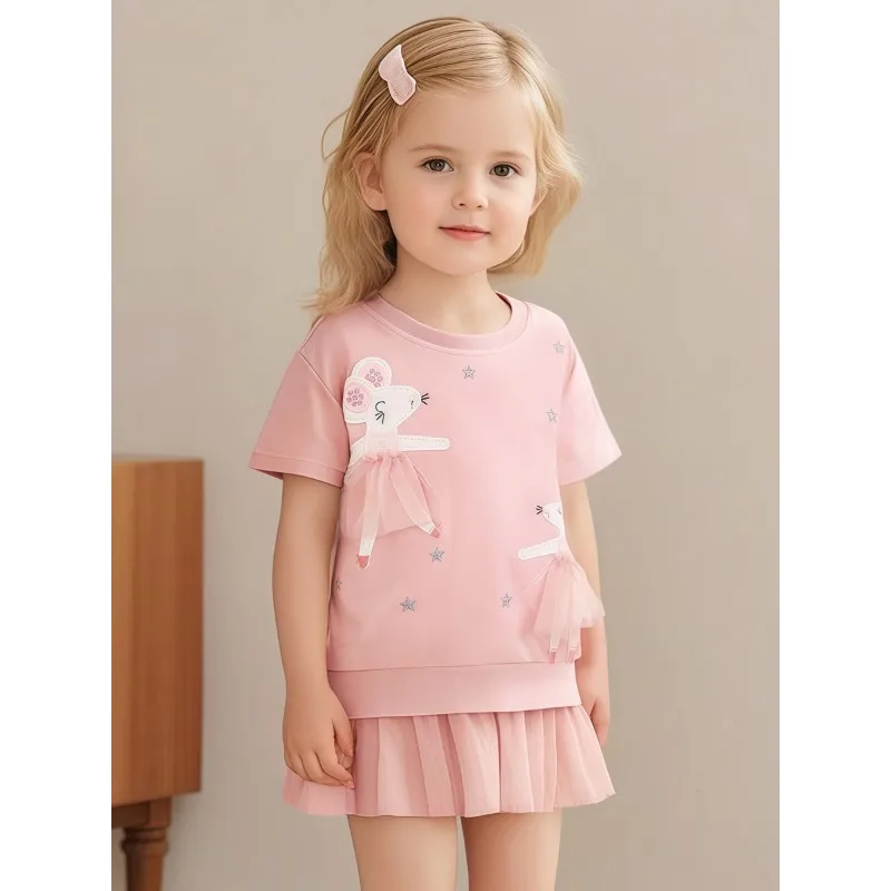 

Summer Girls Tulle Dress with Cartoon Print Cotton Short Sleeve Tutu Dress | Cute Skirt Outfit | Soft Stretchy Casual Wear