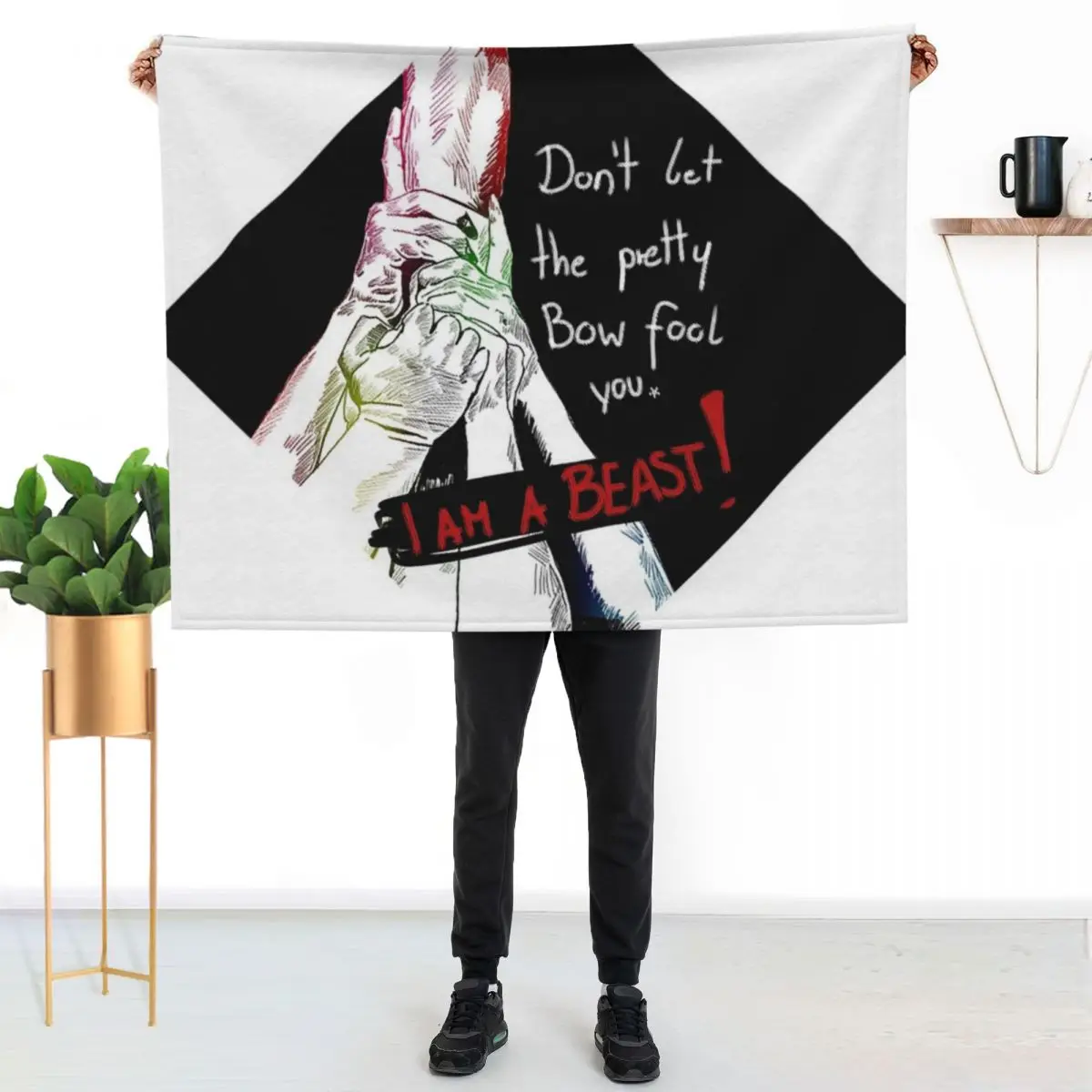 Don`t let the pretty bow fool you. I AM A BEAST Throw Blanket Soft Plush Blanket as Housewarming Gift