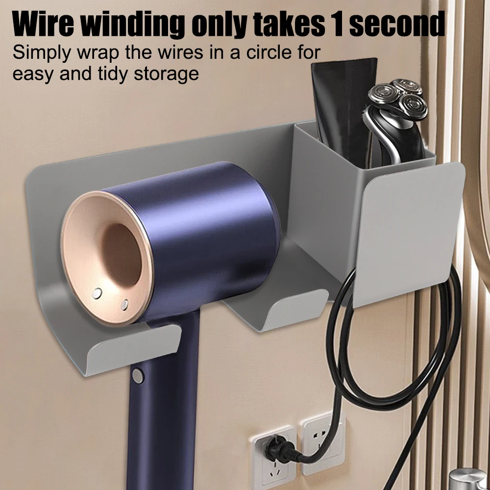 Hair Dryer Organizer Rack Storage Rack Hairdryer And Straightener Holder Multifunctional Storage Shelves Wall Mounted Aluminum