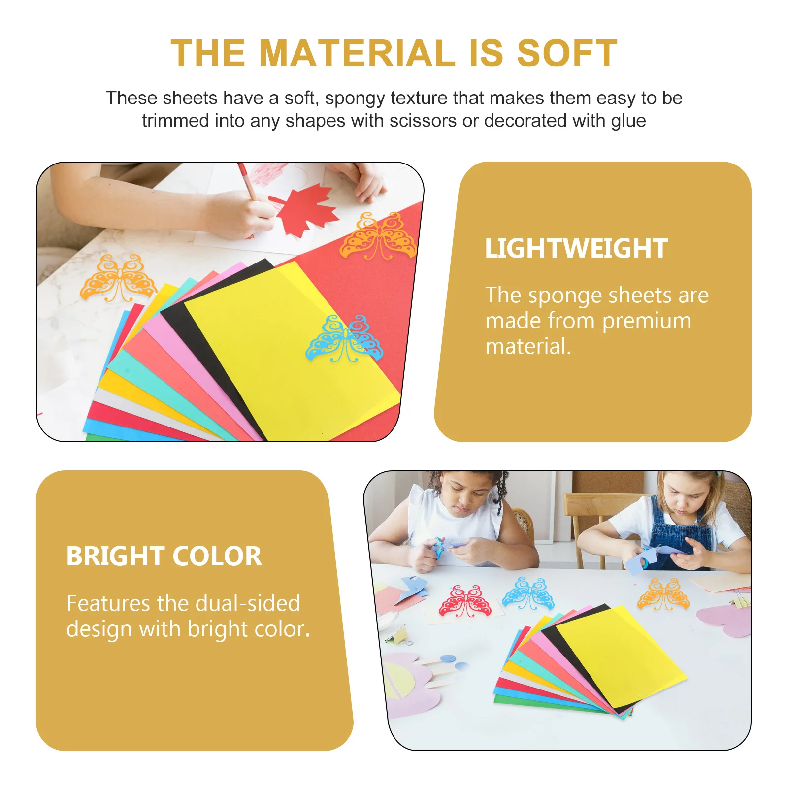 

30 Sheets Colorful Sponge Paper Bright Dual-Sided Foams Sheets for DIY Folding Craft Kids Handicraft Art Projects Scrapbooking