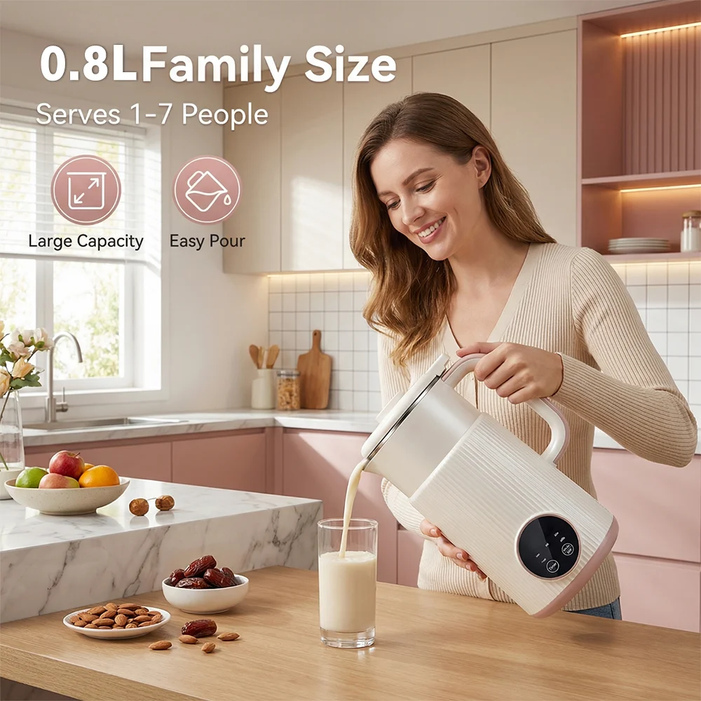 8-in-1 Automatic Soy Milk Maker Multifunctional Plant Based Milk Machine Delay Start Keep Warm Auto Clean Boil Water For Almond Oat Soy Juice Chowder Kitchen Holiday Gift