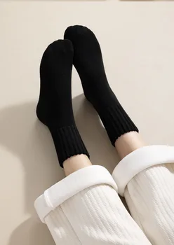 Women's Winter Warm Mid-Calf Socks 4 1/3/5pairs Women's Winter Warm Mid-Calf Socks Fleece Lined Thick Cold Resistant Slouch Socks Pure Color Loose Fit Socks 4