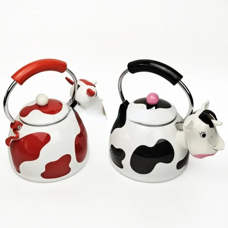 For Whistle Kettle Cartoon Stainless Steel Enamel Color Gas  Induction Cooker Enamel Coffee Pot