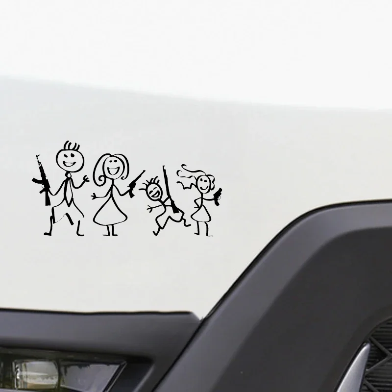 PVC Car Sticker Family Stick Gun Pattern Stylish, Decals Cover Scratches Anime Stickers Caravan Accessories