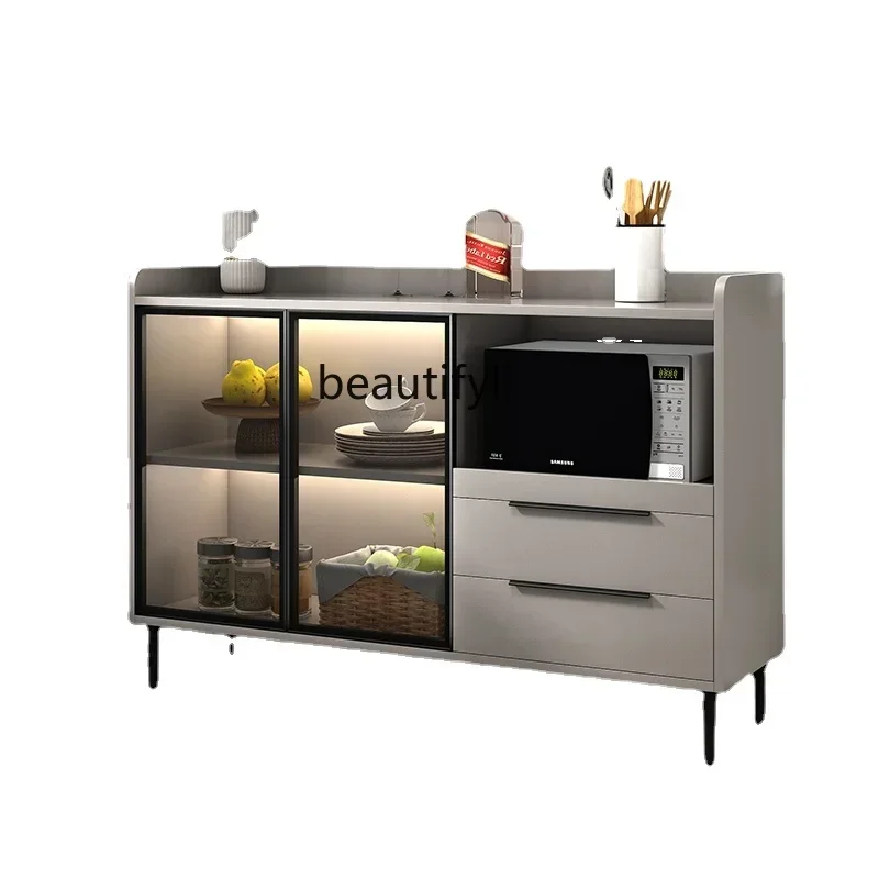 cn8350 LHY zq Light Luxury Sideboard Cabinet Modern Minimalist Narrow Kitchen Microwave Oven Cabinet Living Room Wall Wine Cabin