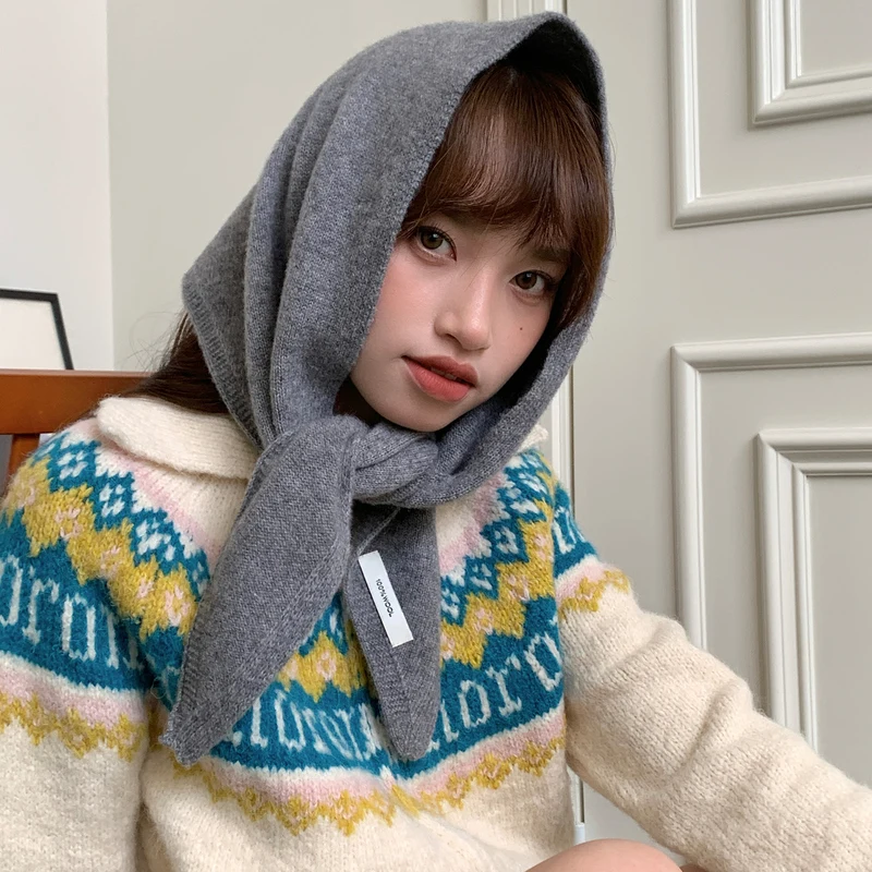 WinvyNee Women's Scarf 100% Wool Headscarf Tie Scarves for Lady Women Bandana Fashion Triangular Headscarf Wrap Winter G1523026