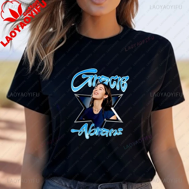 Famous Singer Gracie Abrams Classic Poster Fashion Print T-shirt, Women's Short Sleeve Top, Women's Cotton Round Neck T-shirt