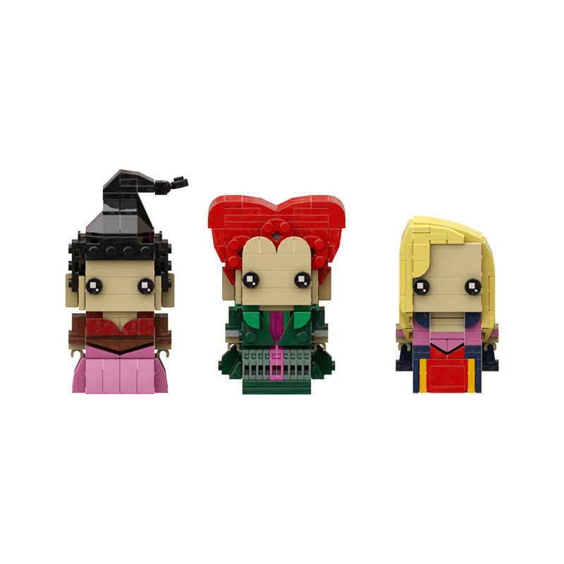 MOC BrickHeadzs Hocus Pocused Action Figures Winifred Mary Sarah Building Blocks Movie Witch Three Sisters Bricks Toys Xmas Gift