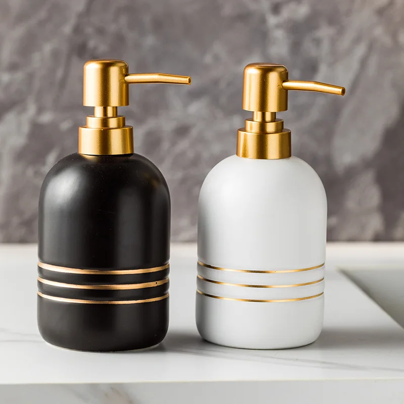 WHYOU-Cermic Liquid Soap Dispensers, Lotion Bottle, Emulsion, Latex Hand Wish Bottles, Light Luxury Bathroom Accessories Set