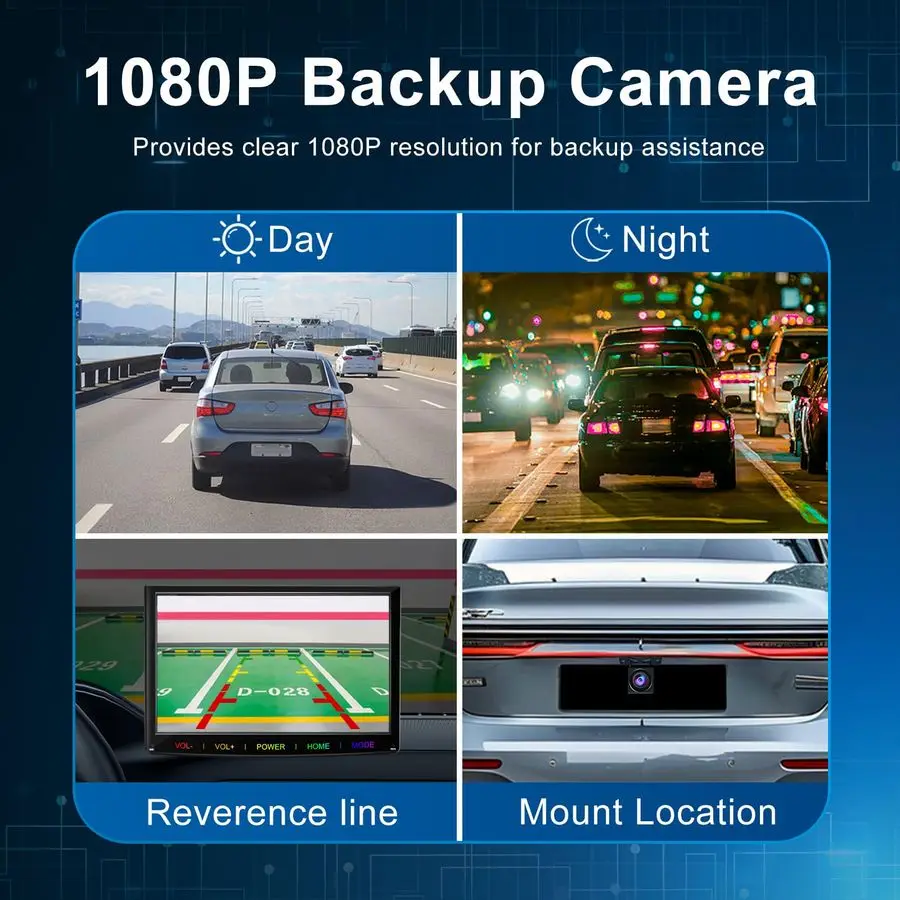 Беспроводной портативный автомобильный экран Apple CarPlay усилителя Android Auto, автоматическая регулировка яркости, поддержка HD-видео, с резервной камерой HD