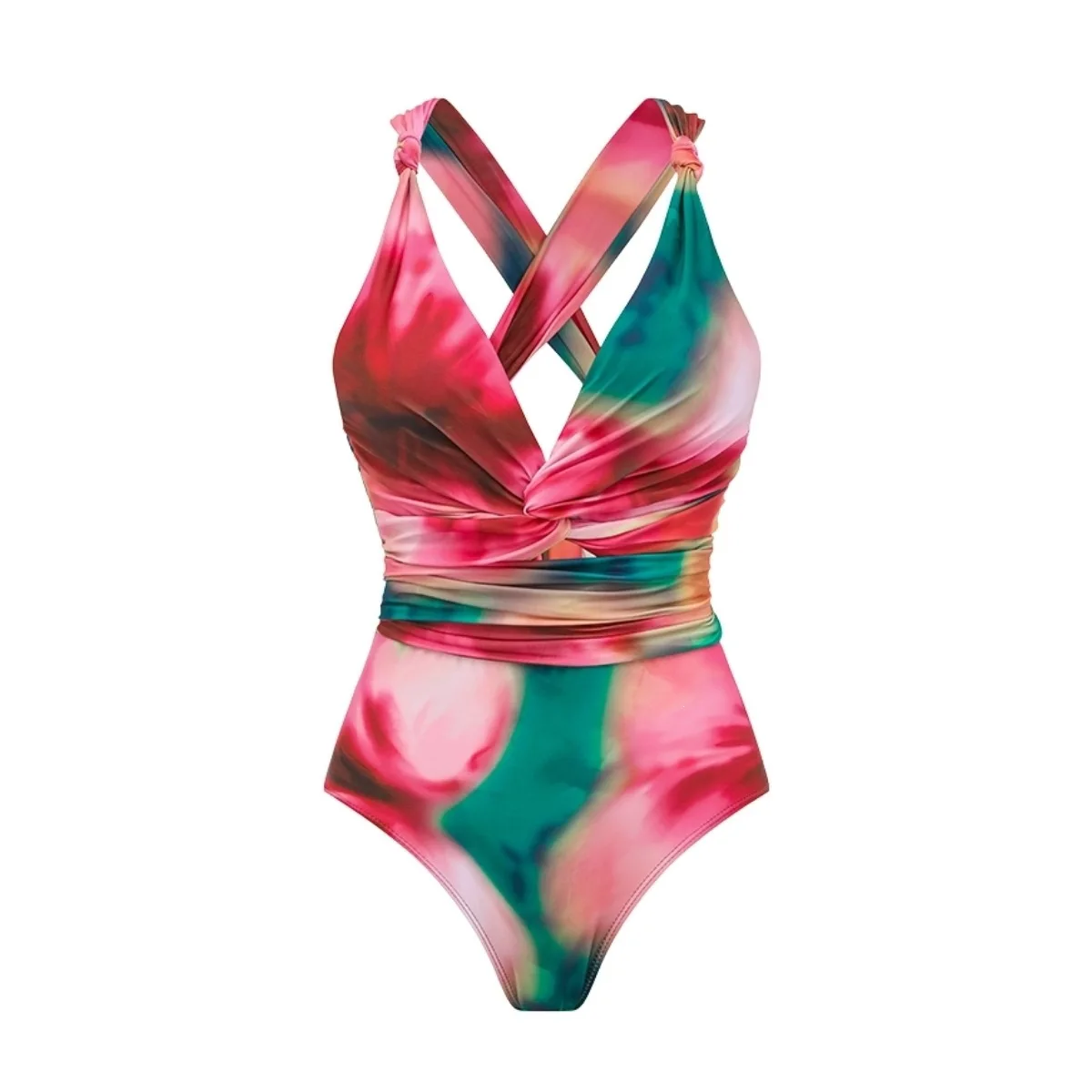 Women V Neck One Piece Swimsuit Botanical Print Swimwear Bathing Suit Elegant Beachwear for Swimming Beach Vacation Resort Wear