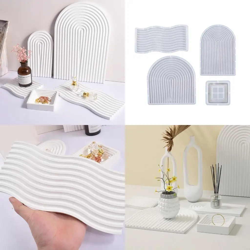 91AF Resin Jewelry Box Mold Coasters Resin Mold Silicone Tray Mold Arch Plaster Mold