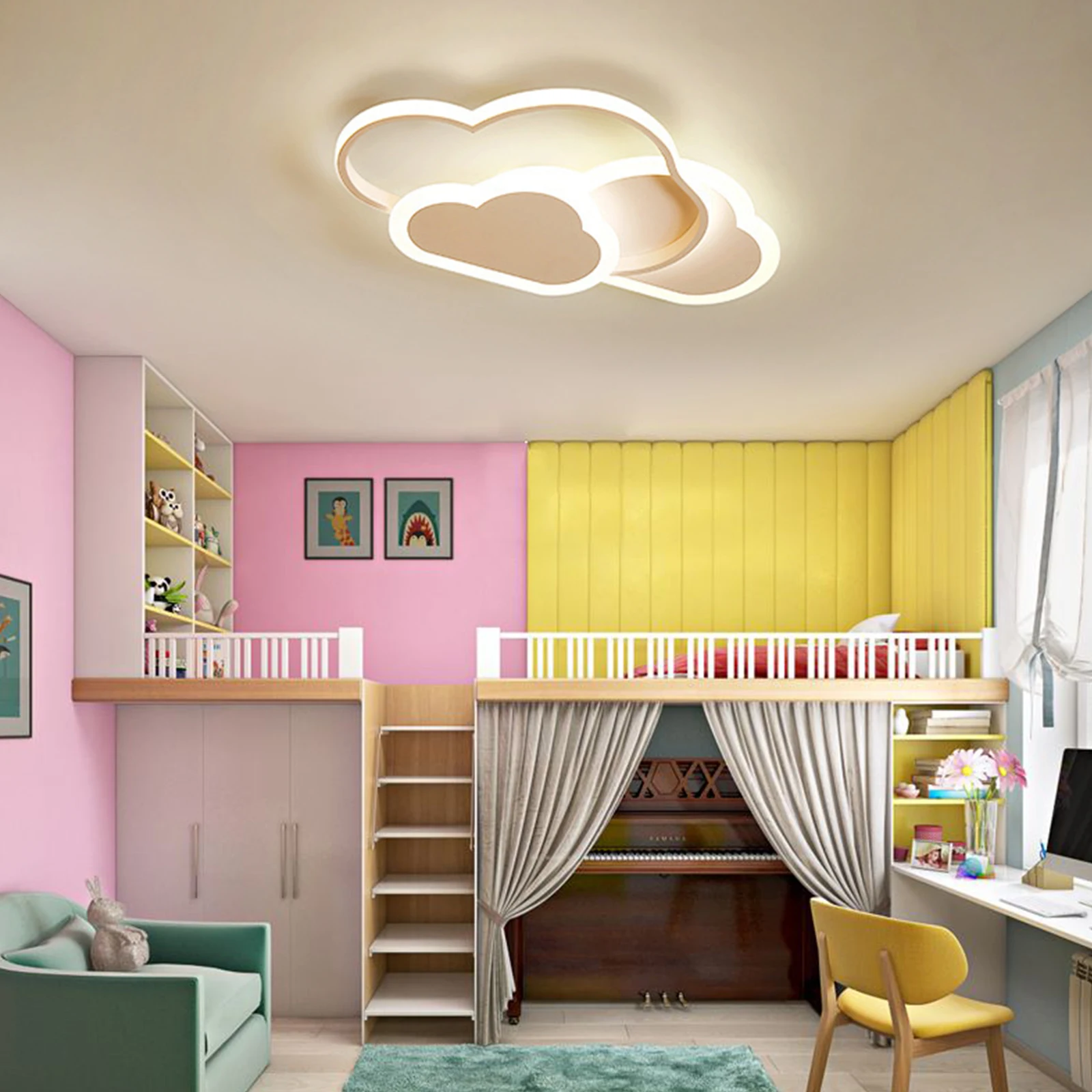 

Acrylic Modern LED Ceiling Light Bedroom Playroom Chandelier Kids Room Ceiling Lamp Indoor Lighting 42W 52*31*6c