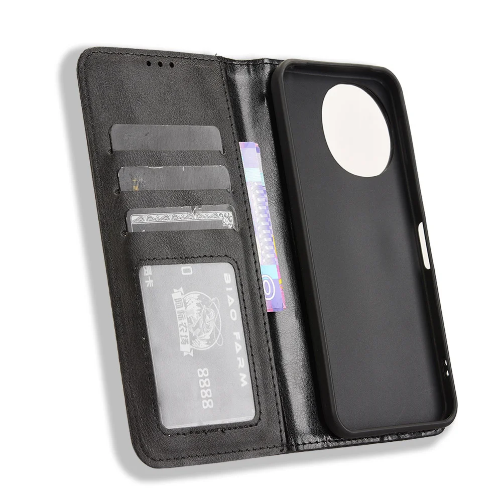 جراب محفظة جلد صناعي قابل للطي فاخر ، امتزاز مغناطيسي ، لأكوس حاد حساس 9 بلس