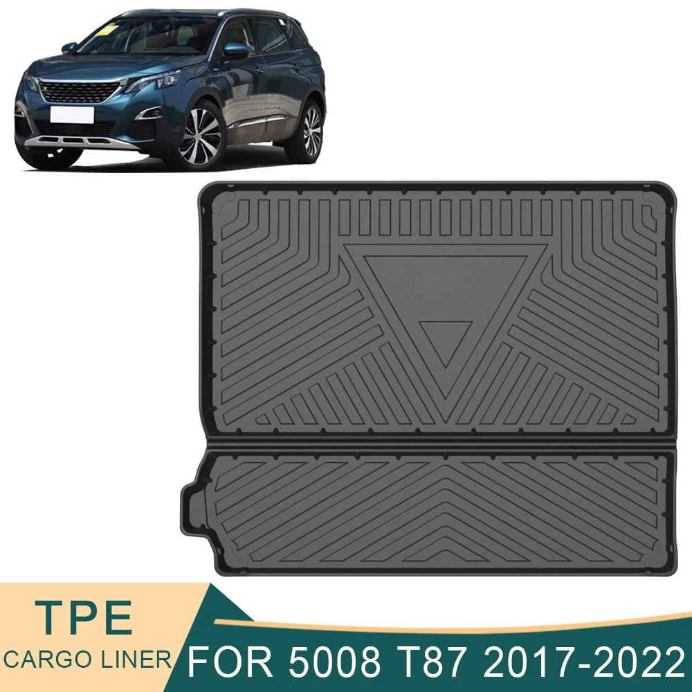 

For Peugeot 5008 T87 2017-2022 Auto Car Cargo Liner All-Weather TPE Non-slip Trunk Mats Waterproof Boot Tray Carpet Accessories