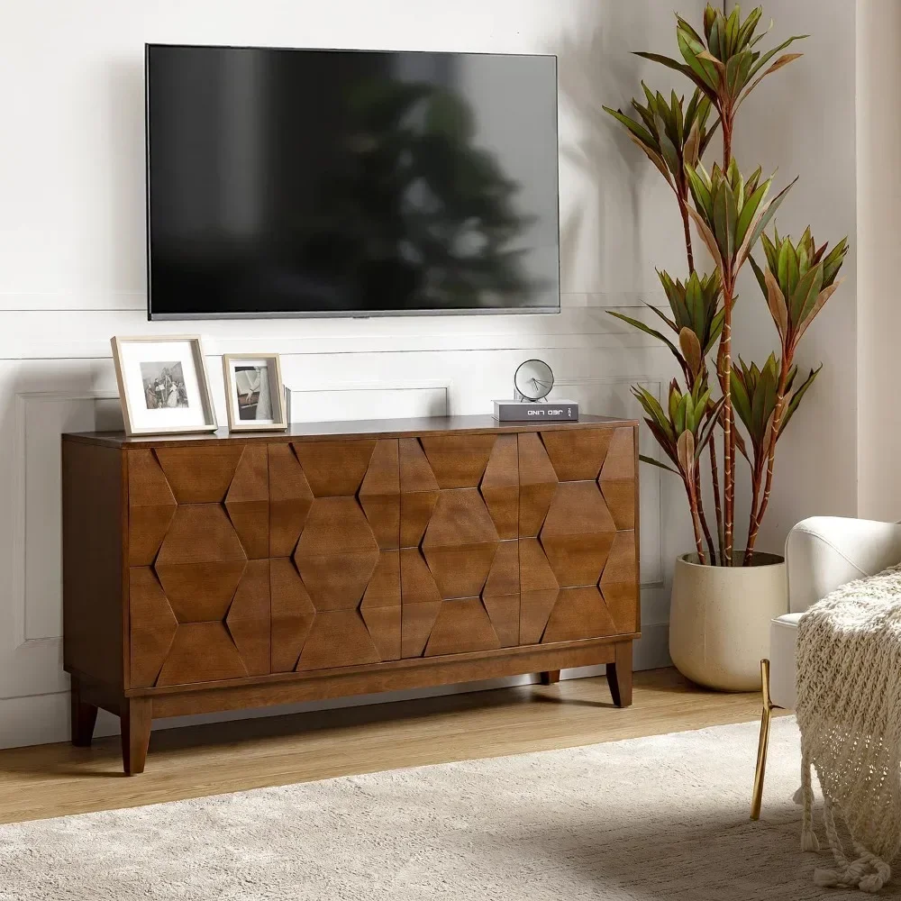 Sideboard Buffet Cabinet with Solid Wood Legs, 60