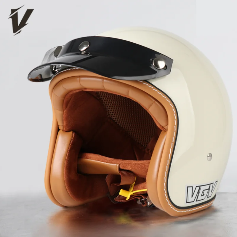 

Motorcycle Helmet Cross Country Riding Accessory with Semi-Open Design for Comfortable Airflow Retro 3/4 Open face Helmet