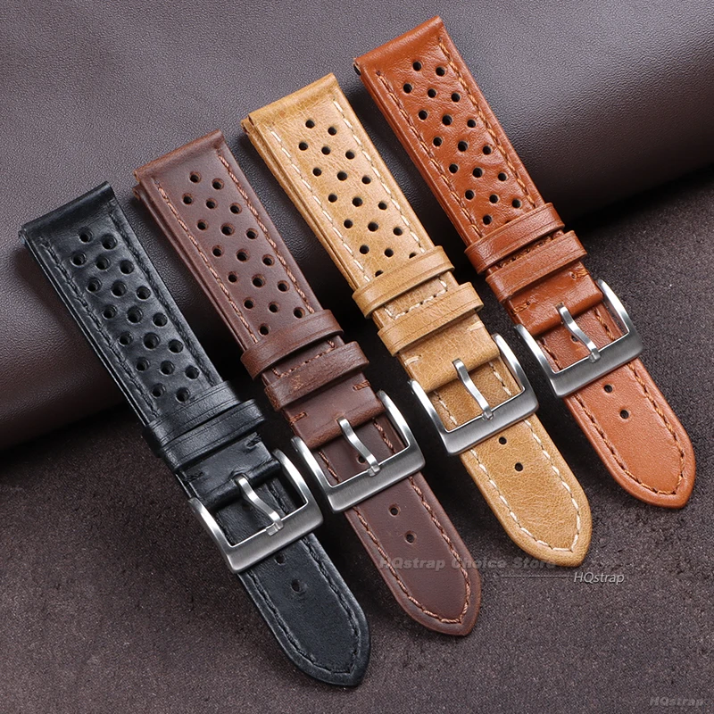 

Cowhide Genuine Leather Watch Band Soft Breathable 18mm 20mm 22mm Handmade Retro Strap with Metal Buckle for Men Women Wristbelt