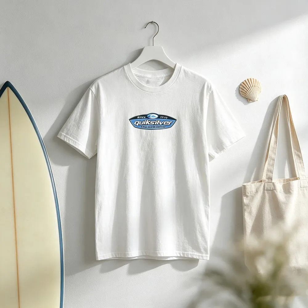 Retro Surf Brand Oval Logo Graphic T‑Shirt, Unisex Crew Neck Short Sleeve Tee, Classic Surfing Label Print Coastal Beach Sport Casual Streetwear Tops party wear
