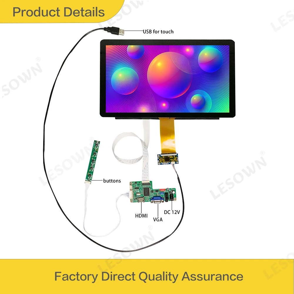 Imagem -02 - Lesown Módulo de Exibição de Toque Capacitivo Widescreen de 13.3 Polegadas 1920x1080 Ips Hdmi Vga Tela Lcd para Raspberry pi Jogo Ps3 Xbox Ps4