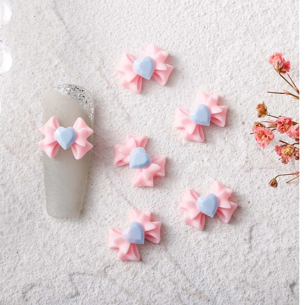 50pcs Resin Macaron Bows Nail Art Charm 3D Sailor Girls Moon Bowknot Nail Decor Parts DIY Kawaii Cartoon Nail Accessories