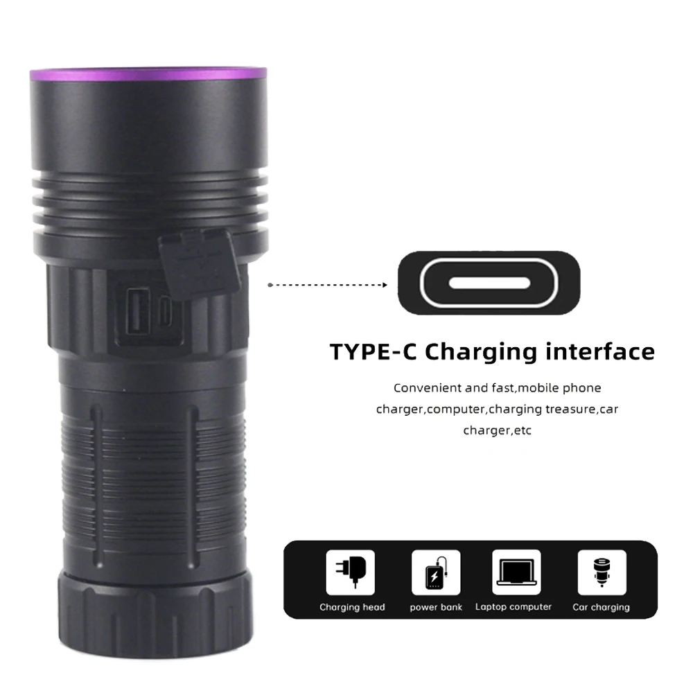 140W SV117 High Power UV Flashlight 7X365nm Blacklight Cat Dog Urine Stain Ore Scorpion Marker Powerful Rechargeable UV Torch