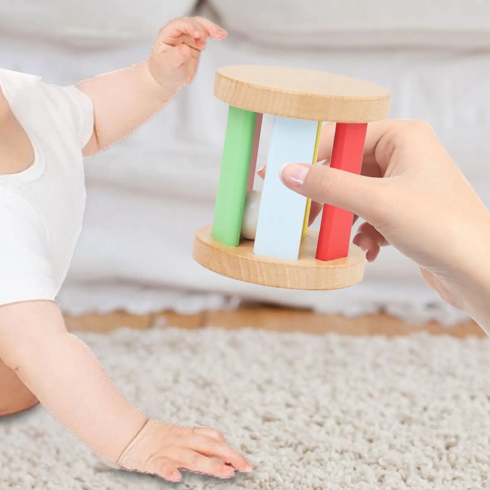 Rammelen De Bel Met De Hand Oog Coördinatie Vroege Educatieve Hand Grijpen Speelgoed Beweging Hout Speelgoed Rammelaar Met Bel Voor Kinderen 6-12 Maanden