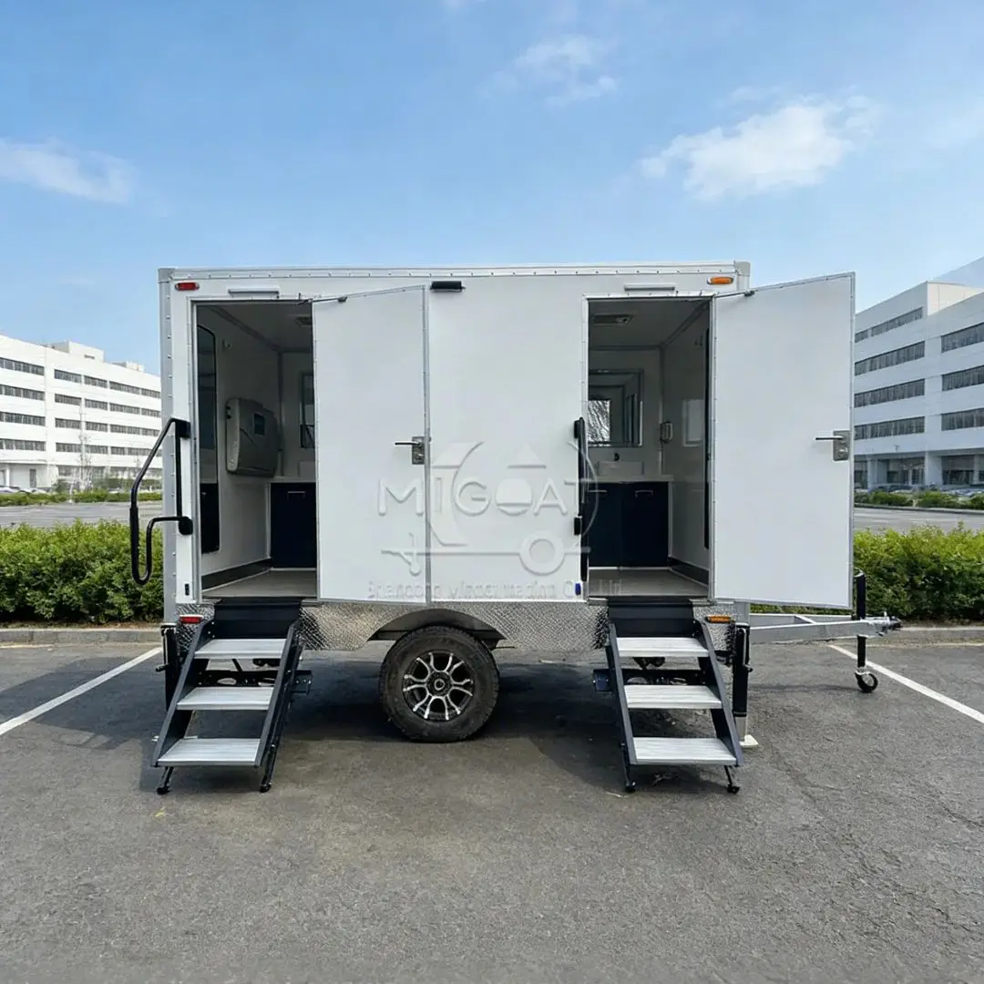 Portable Toilet Trailer with Flush Toilet, Handwashing Station, Towel Sanitation Unit for Camping
