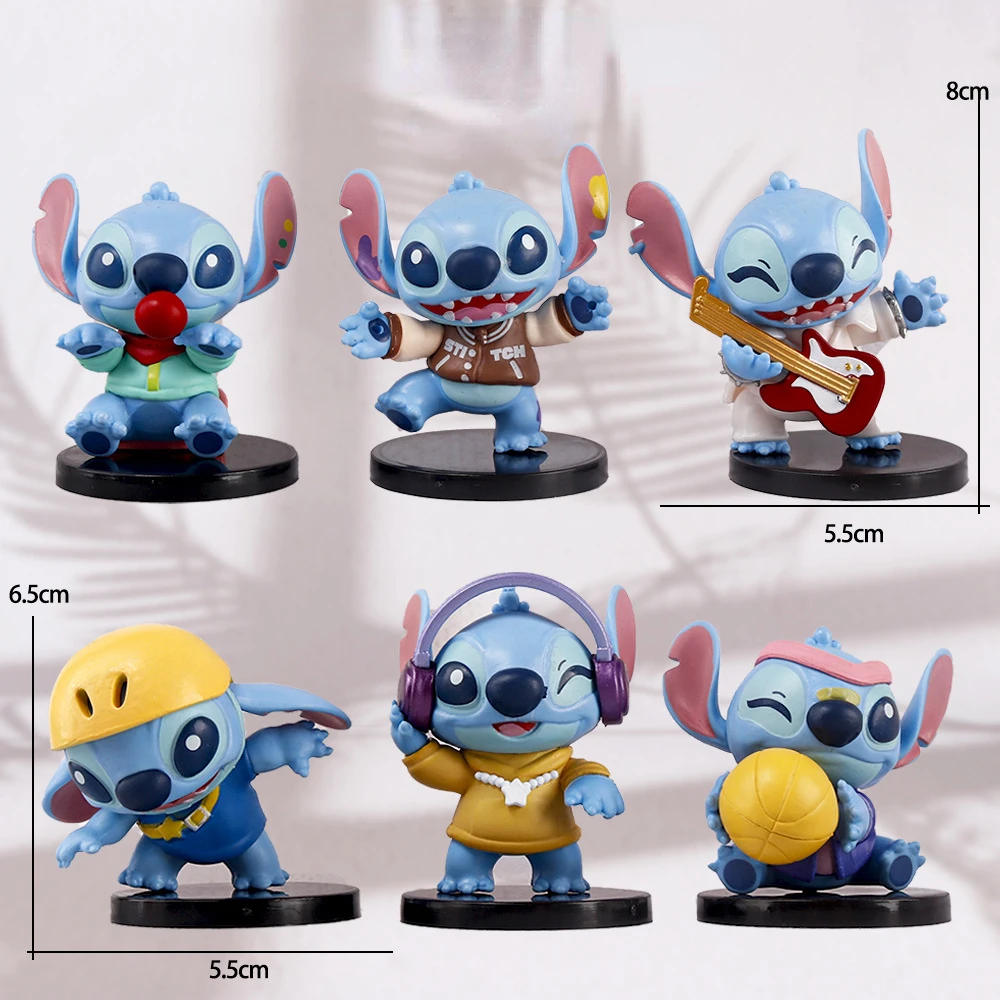 

6 Stypes music party Stitch hand model ornaments, Lilo and Stitch animation hand figurine for Children gifts