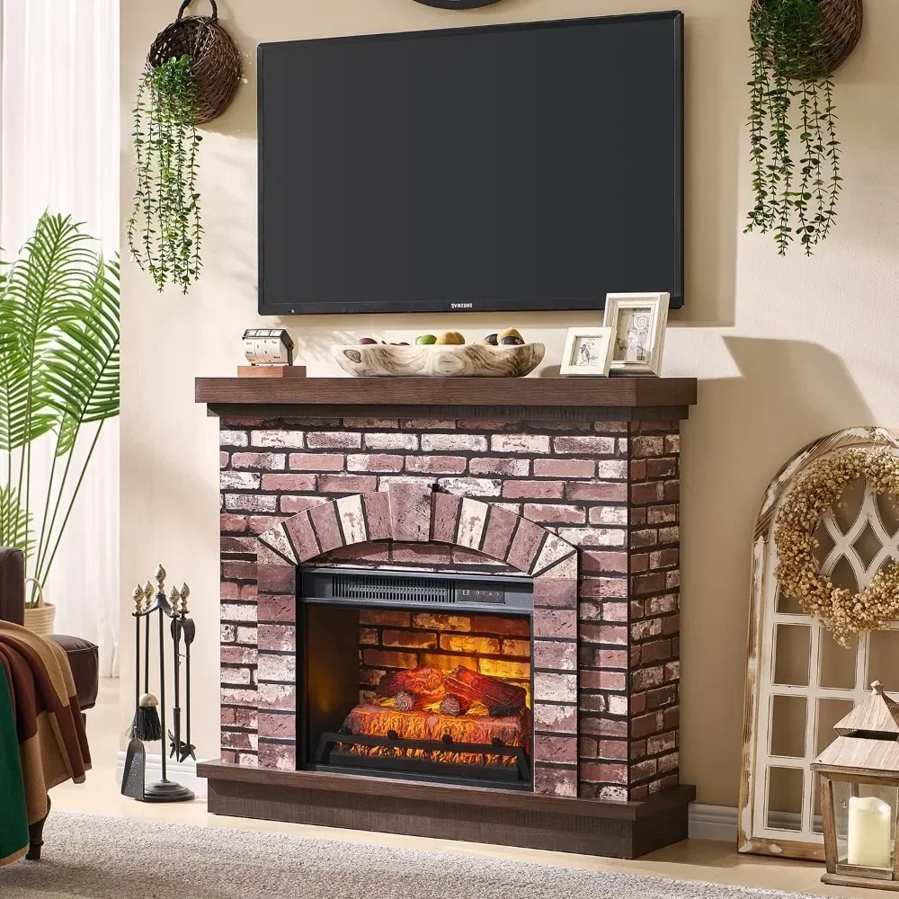 High Quality Fashion Farmhouse Electric Fireplace with Mantel, TV Stand with Freestanding Electric Fireplace Heater,Adjustable