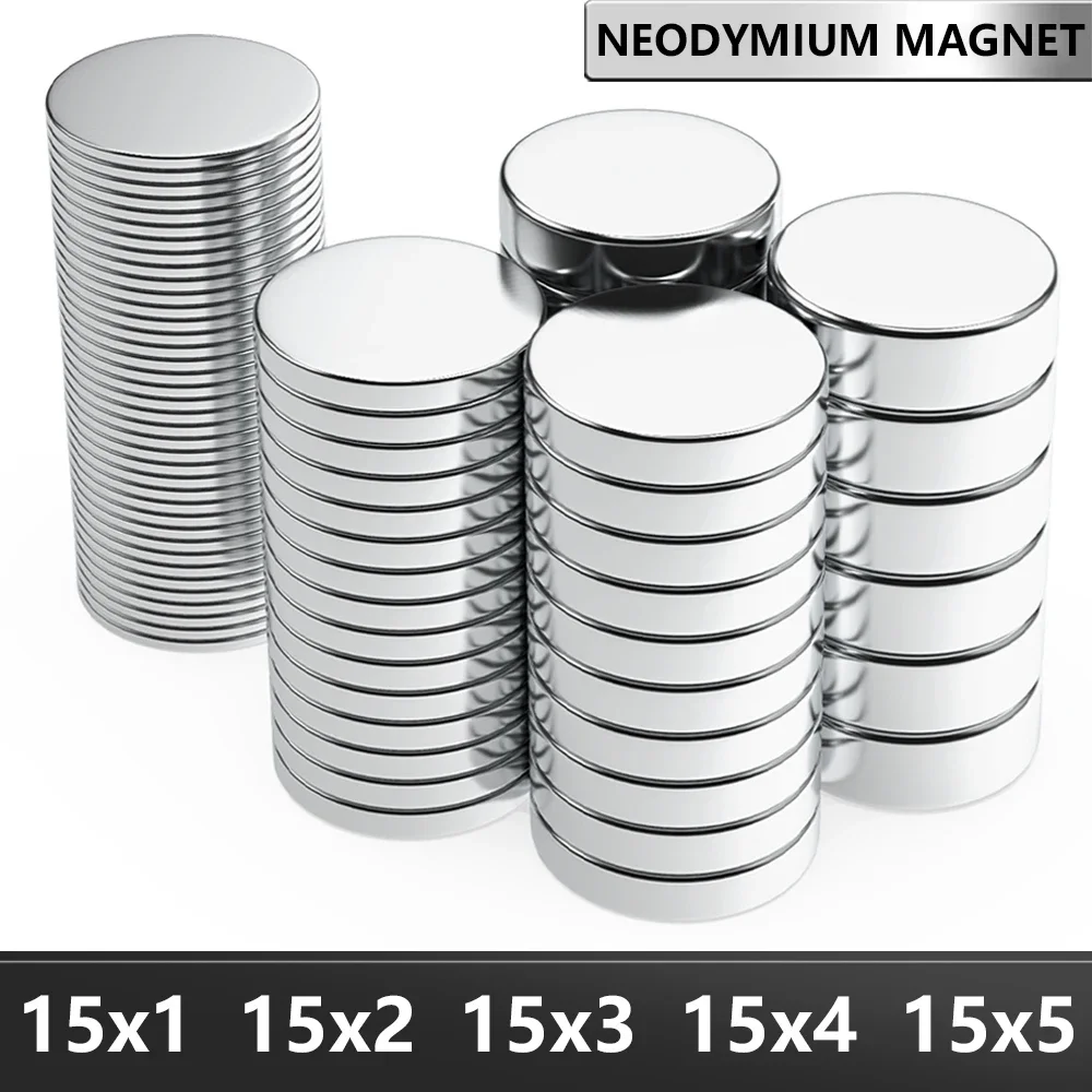 N35 Super Strong Neodymium Magnet Round NdfeB Powerful Permanent Magnetic imanes  Magnents Refrigerator Magnet 15x1 15x2 15x3 mm