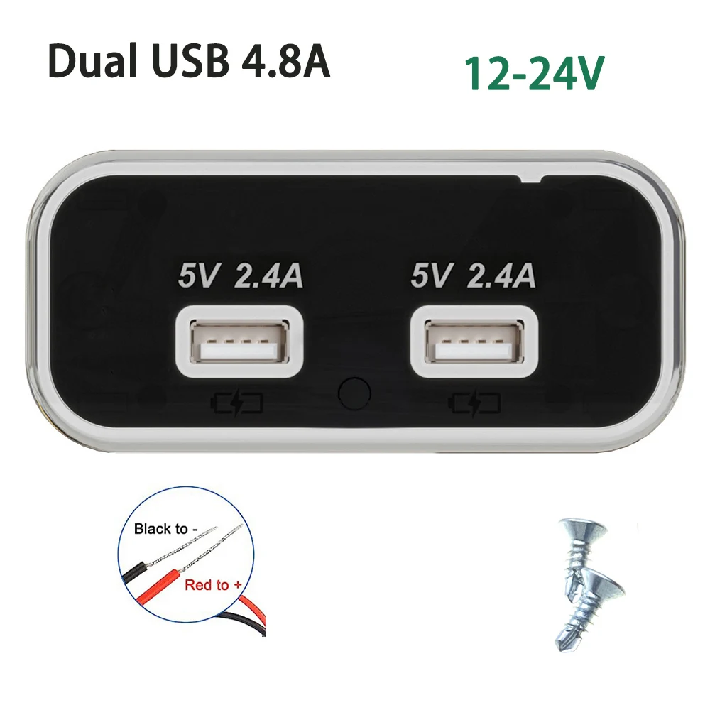 35.5W PD3.0 Car Charge Adapter Socket Dual USB PD Type-C 12/24V Power Socket Connectors For Motorcycle Auto Truck ATV Boat RV