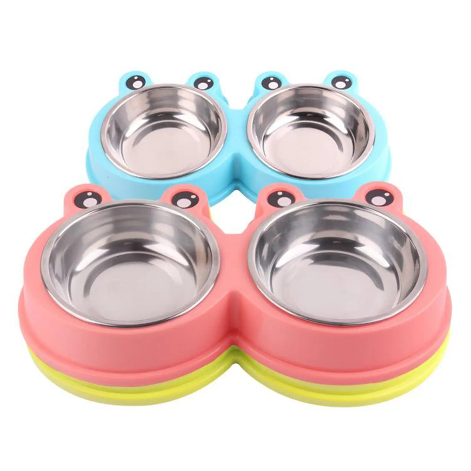 Dog Bowls Set, Double Stainless Steel Feeder Bowls and Non Skid Spill Proof Silicone Stand for Cats Puppies Dogs