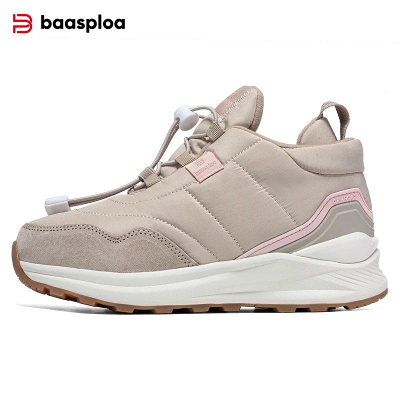 Baasploa Women Cotton Shoes New Winter Casual Waterproof Plush Warm Sneaker Female Outdoor Non-Slip Wear-Resistant Walking Shoes