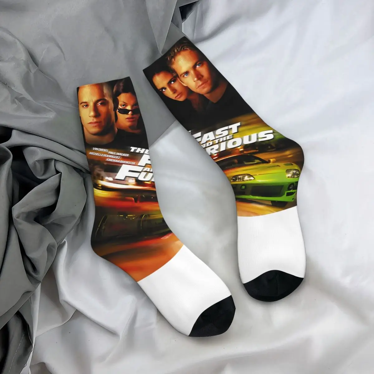 Crazy compression Fast Figured Sock for Men Harajuku Fast and Furious Seamless Pattern Crew Sock Casual