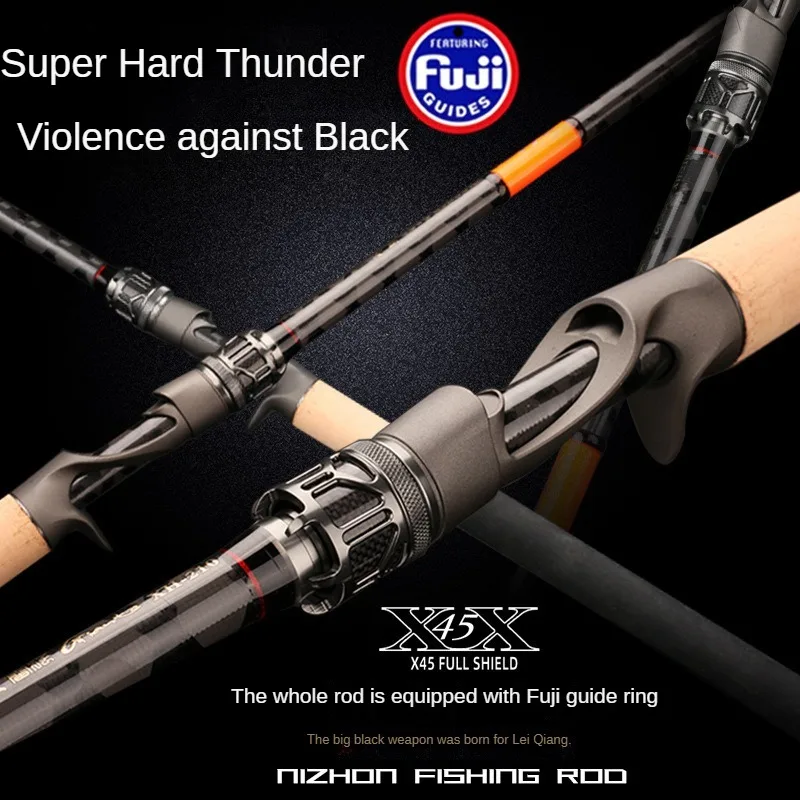 Lure Fishing Rod XH Tip Carbon Ultra Light Ultra Hard Special for Black Fish Lei Qiang Rod Full Fuji Guide Ring Extended Grip