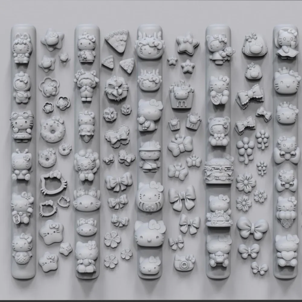 1 szt. Duża forma 3D do zdobienia paznokci Hello Kitty, urocza forma silikonowa z motywem kreskówkowego kotka i kokardki do żywicy, do manicure, tworzenia biżuterii DIY, szablon.