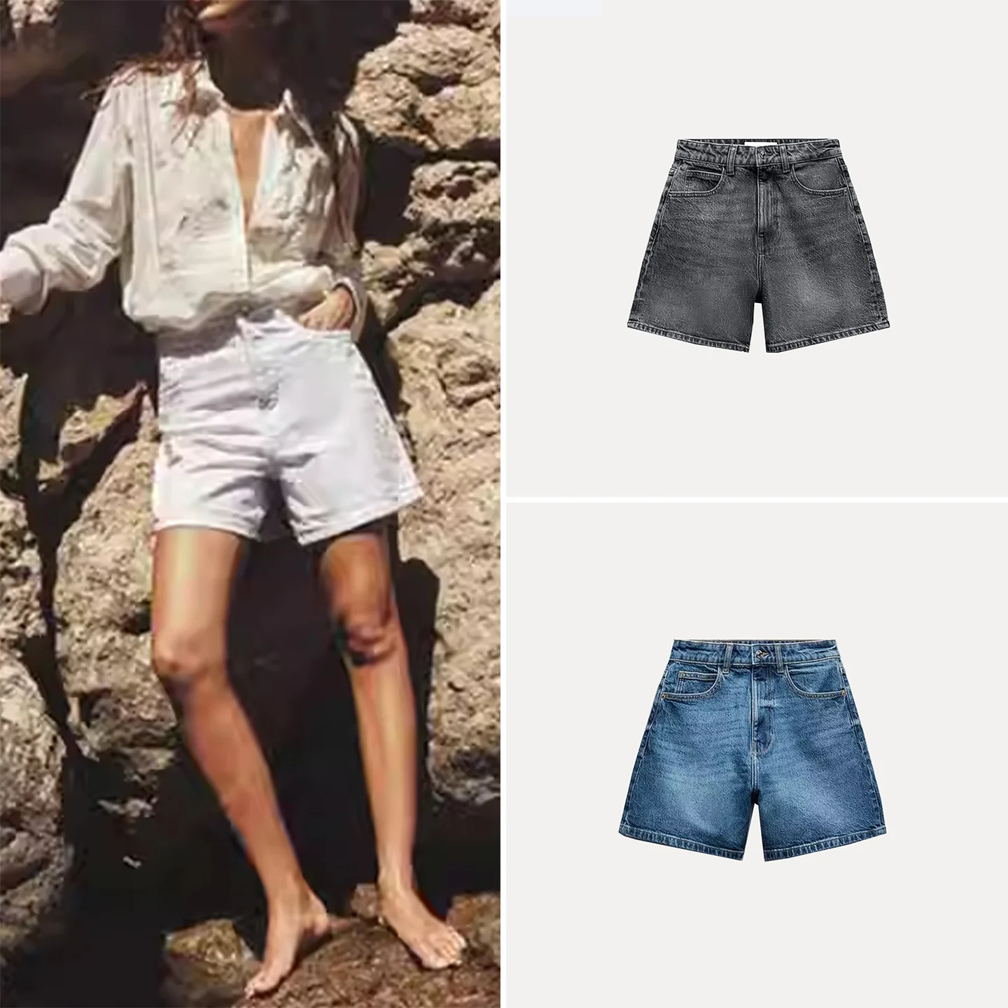 

Comfortable High Waist Casual Loose Straight Leg Short Pants Women's Fashion Spring New Arrival ZADATA Brand Straight Leg Pants