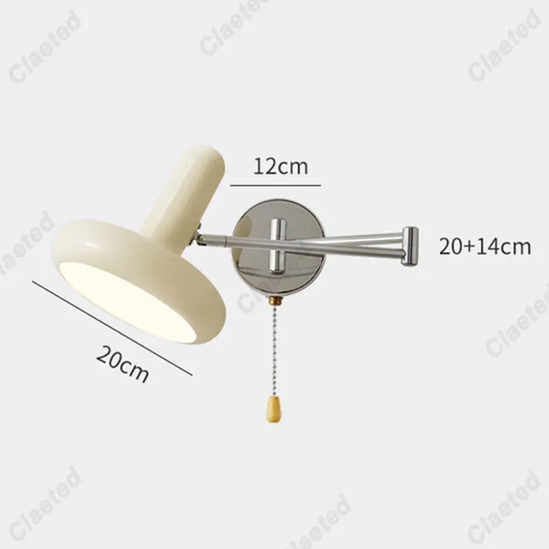 Bedroom Bedside Wall Lamp LED E27 Bulbs Living Room Wall Lamp Cream Style Nordic Creative Retractable Study Reading Rocker Lamp
