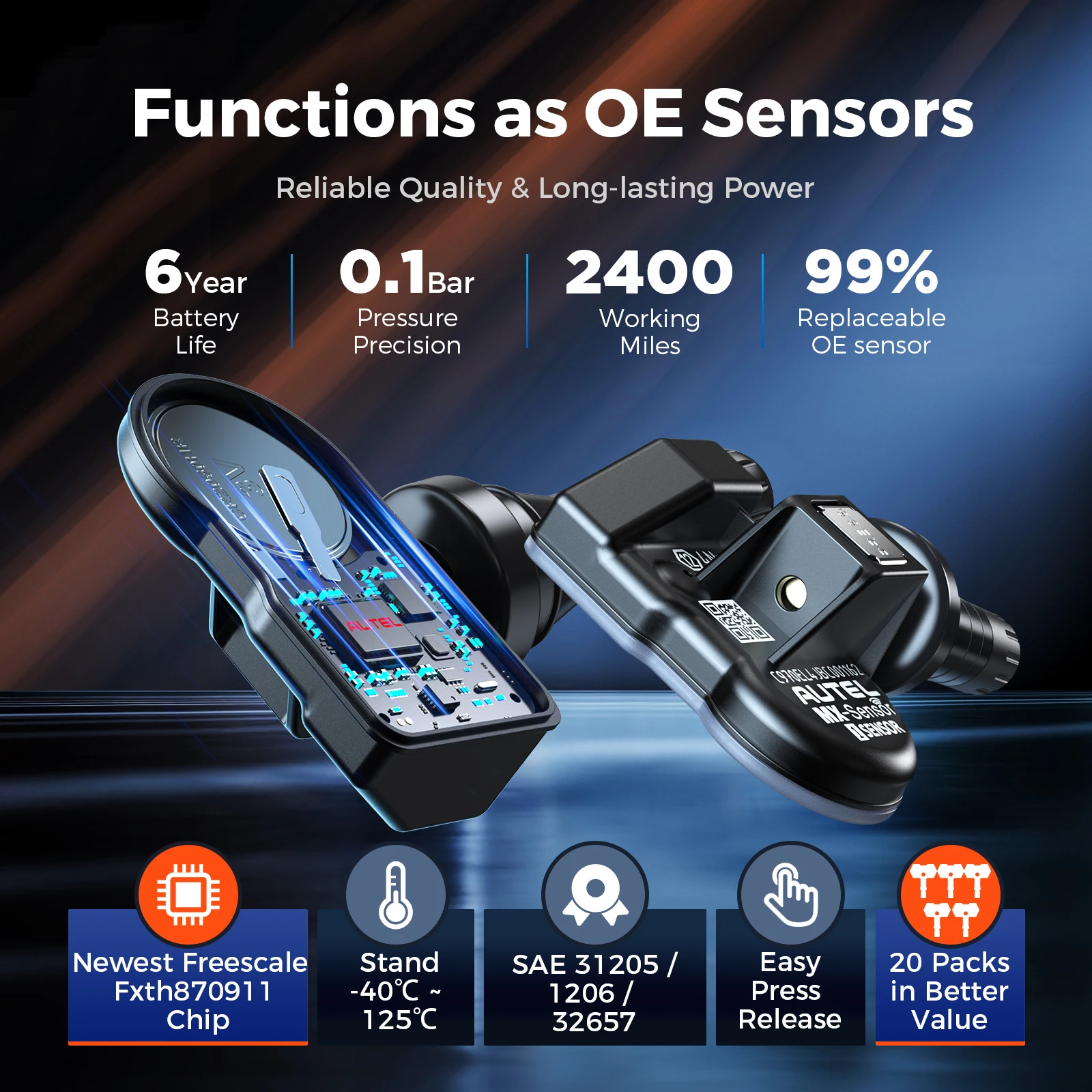 Autel MX-Sensor 433 MHz 315MHz Universal Programmable Tire Pressure Programming Monitor Diagnostic Tools Sensor Work MaxiTPMSPAD