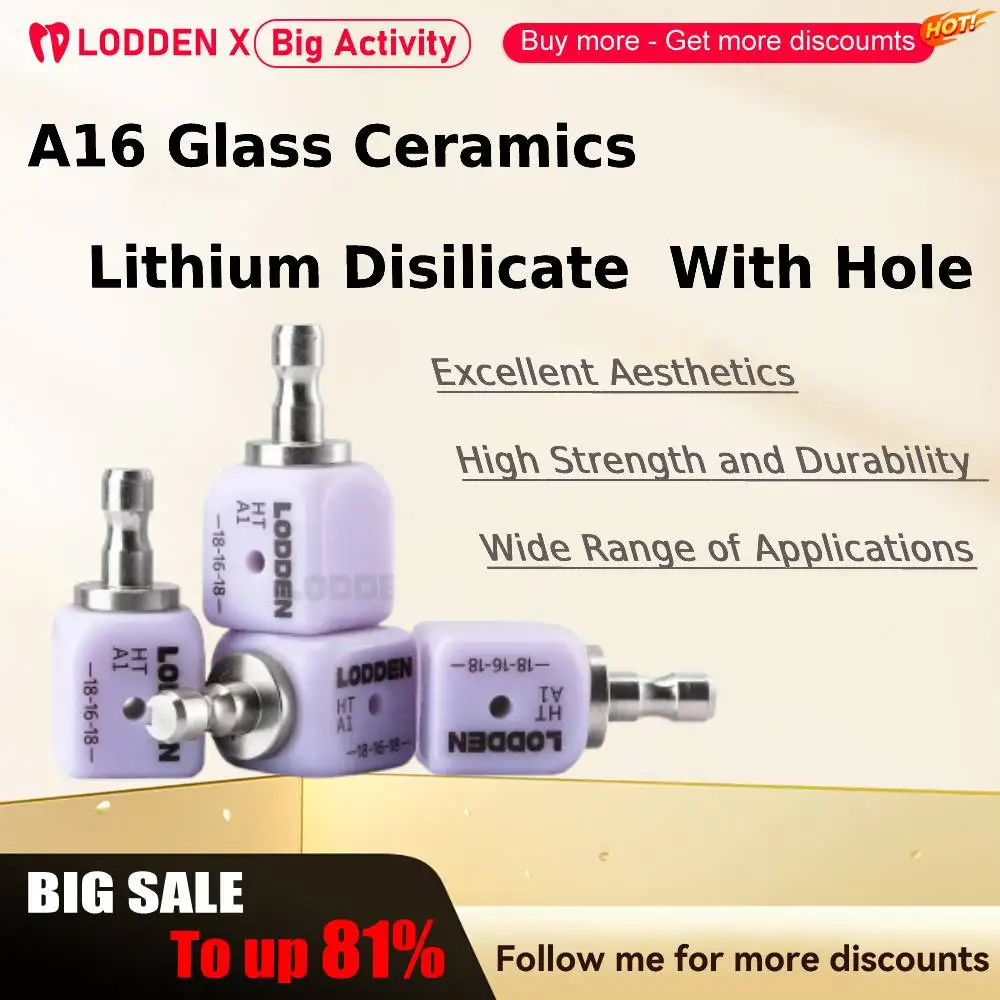

Lodden A16 Glass Ceramics With Hole Lithium Disilicate Blocks Glass Ceramic Cubes CAD/CAM Open System Veneer Dentist Materials