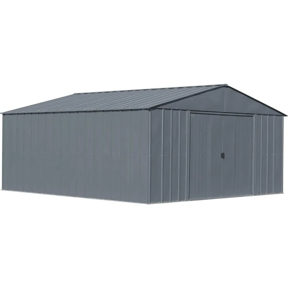 Metal Shed, 14 X 14, Charcoal Storage Sheds，Grey Outdoor Storage Sheds & Outdoor Storage Clearance，Shed for Tool