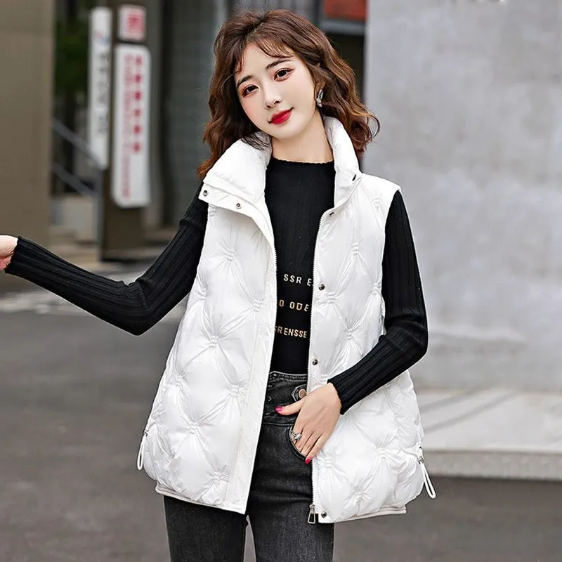 Down Cotton Vest Female 2023 HOT New Autumn And Winter Korean Version Vest Bright Face Wash Foreign Fashion Vest Coat