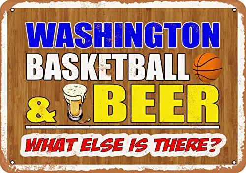 Metal Sign - Washington Basketball and Beer - Vintage Look