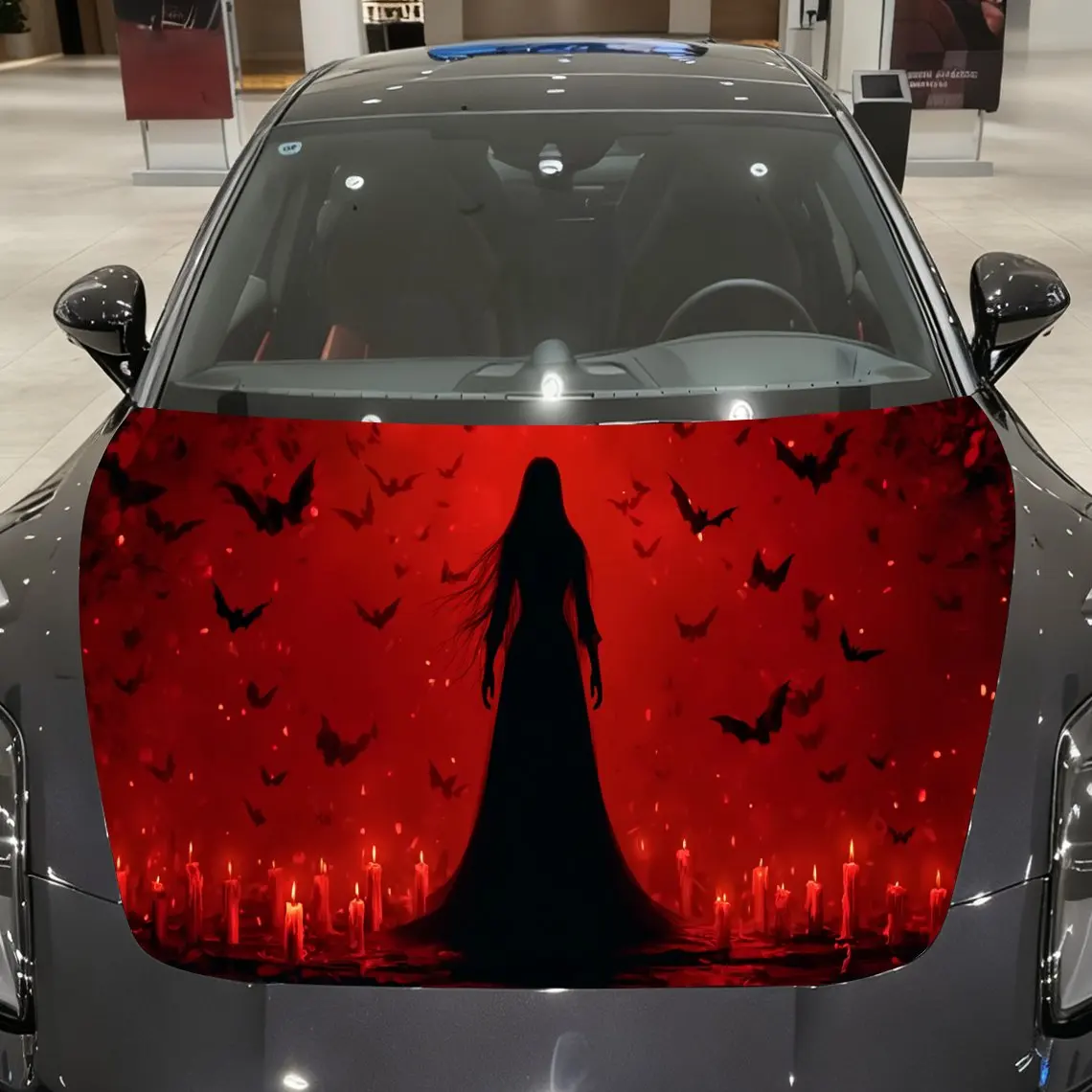 

Bats and women Car hood packaging sticker, PVC material, self-adhesive waterproof, anti-slip paint, car exterior decoration acce