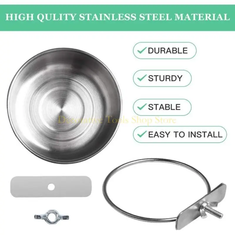 

QX2E кормушка для птиц для клетки для блюда из нержавеющей стали попугай чаша для кормления кормление