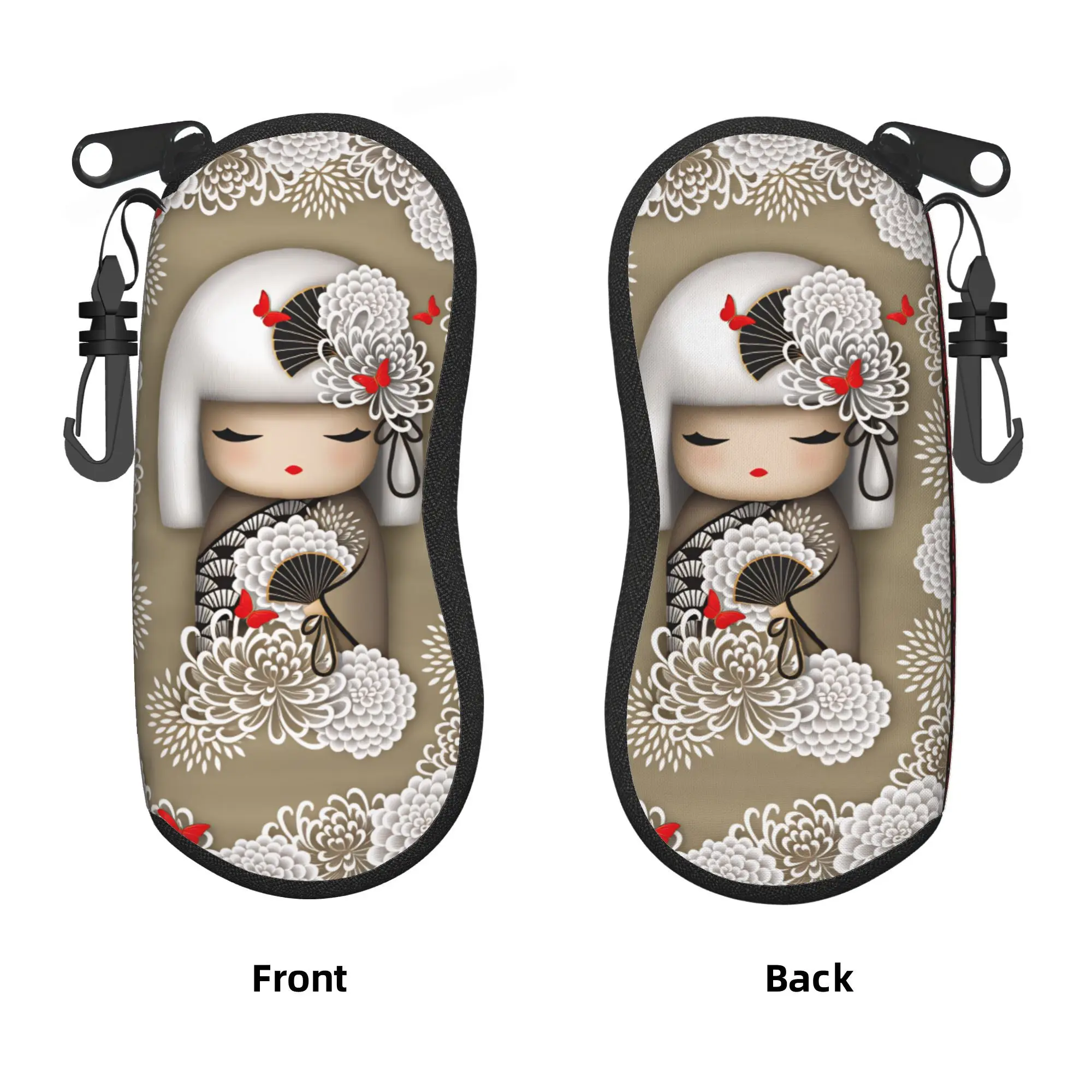 Japanese Kokeshi Doll Glasses Case Cover  Sunglasses Pouch Daily Fashion Eyewear Storage Print Male Female Eyeglass Protector